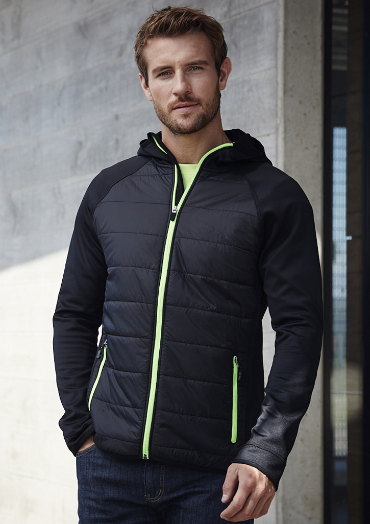 J515M - Mens Quilted Contrast Zip-Up Hoodie