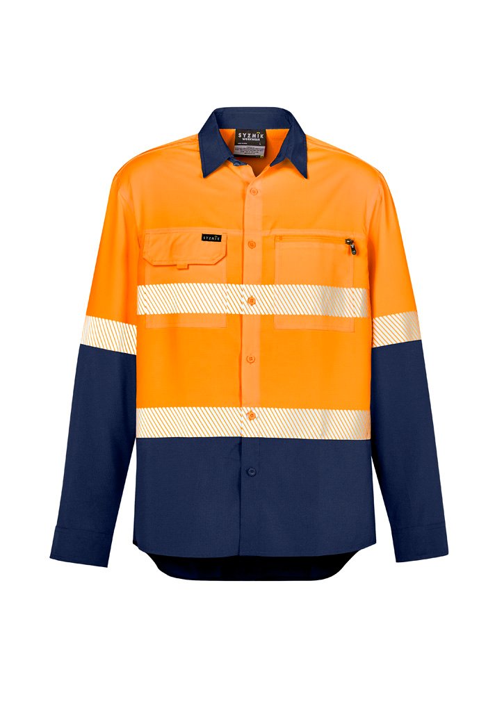 ZW470-Mens Hi Vis Outdoor Segmented Tape L/S Shirt