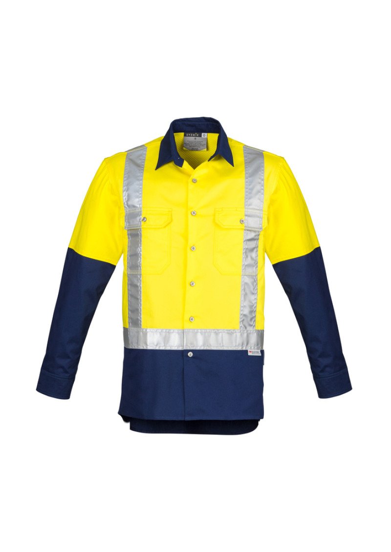 ZW124- SYZMIK Mens Hi Vis Spliced Industrial Taped Shirt