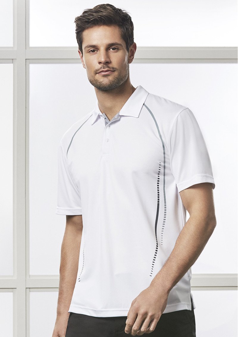 P604MS - Mens Cyber Constrast Silver-Lines Breathable Polo