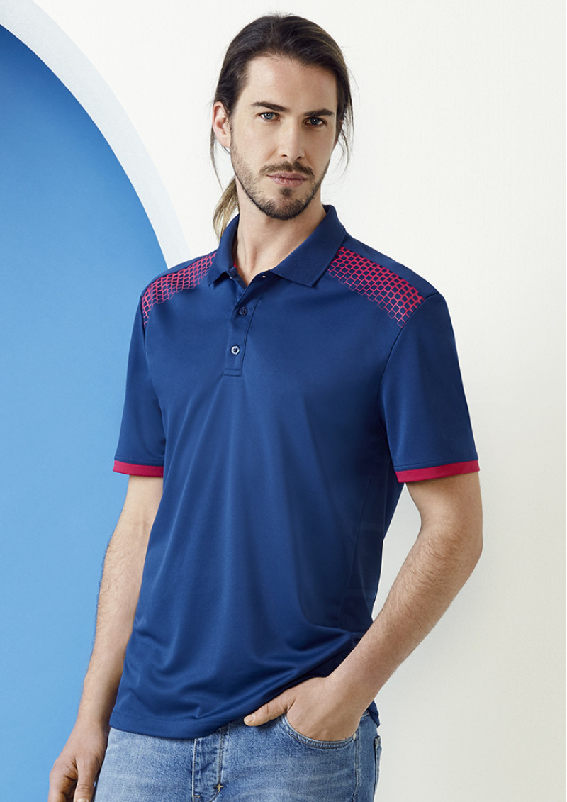 P900MS - Mens Galaxy Hexagonal Print 100% BIZCOOL Polo