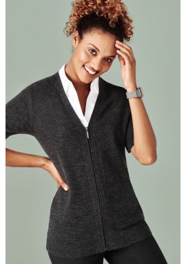 CK962LC - Womens Zip Front Short Sleeve Knit