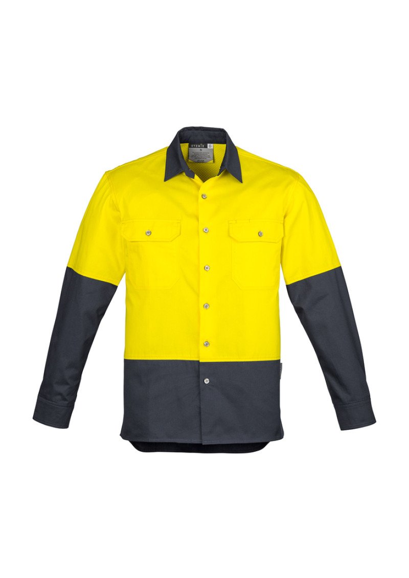 ZW122 - SYZMIK Mens Hi Vis Spliced Industrial Shirt