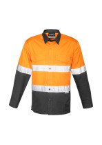 ZW129 - Hi Vis SYZMIK Mens Rugged 100% Cotton, Taped Spliced Shirt