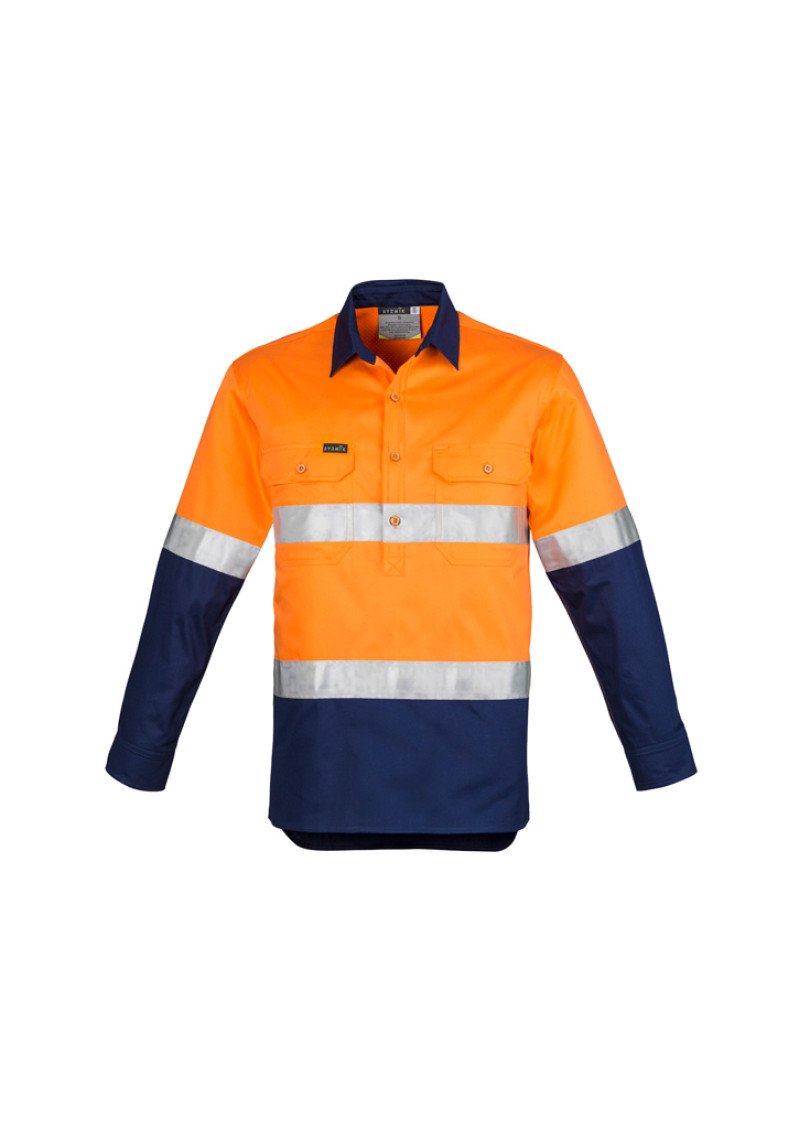 ZW550 - Mens Hi Vis Closed Front Taped Long Sleeve Shirt