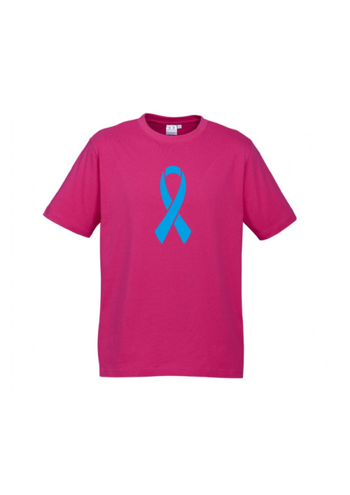 MENS Ice Cotton Hot Pink T-Shirt with Blue Ribbon logo