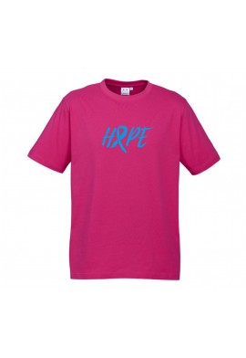 MENS Ice Cotton Hot Pink T-Shirt with Blue Hope Ribbon logo
