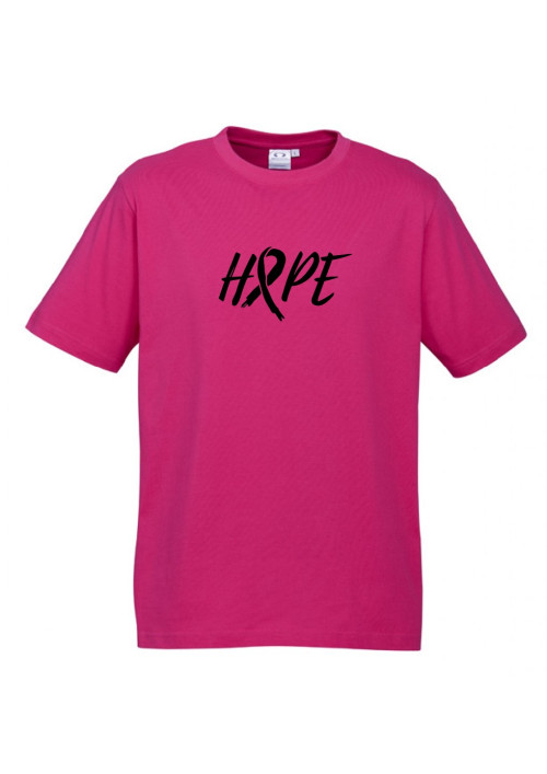 MENS Ice Cotton Hot Pink T-Shirt with Black Hope Ribbon logo