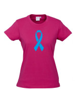 Women Ice Cotton Hot Pink T-Shirt with Blue Ribbon logo