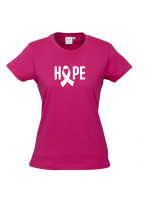 Women Ice Cotton Hot Pink T-Shirt with Hope Logo in White