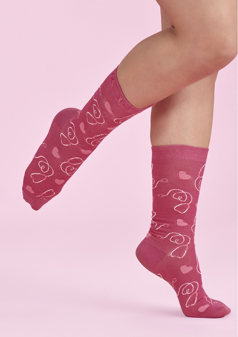 CCS250U - Unisex Pink Happy Feet Comfort Socks