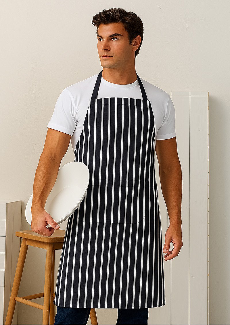 BIB APRON BLACK/WHITE-SMALL