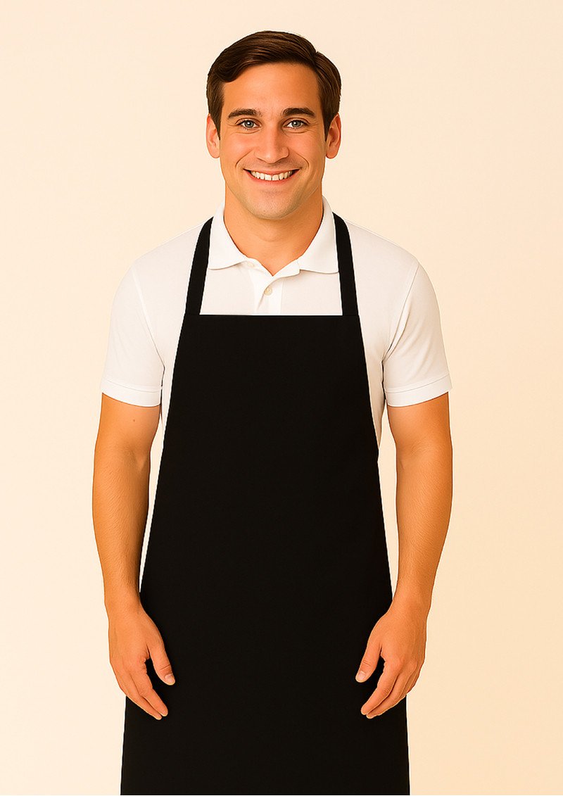 BIB APRON (NO POCKET) BLACK- LARGE