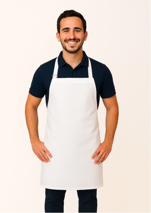 BIB APRON (NO POCKET) WHITE- SMALL