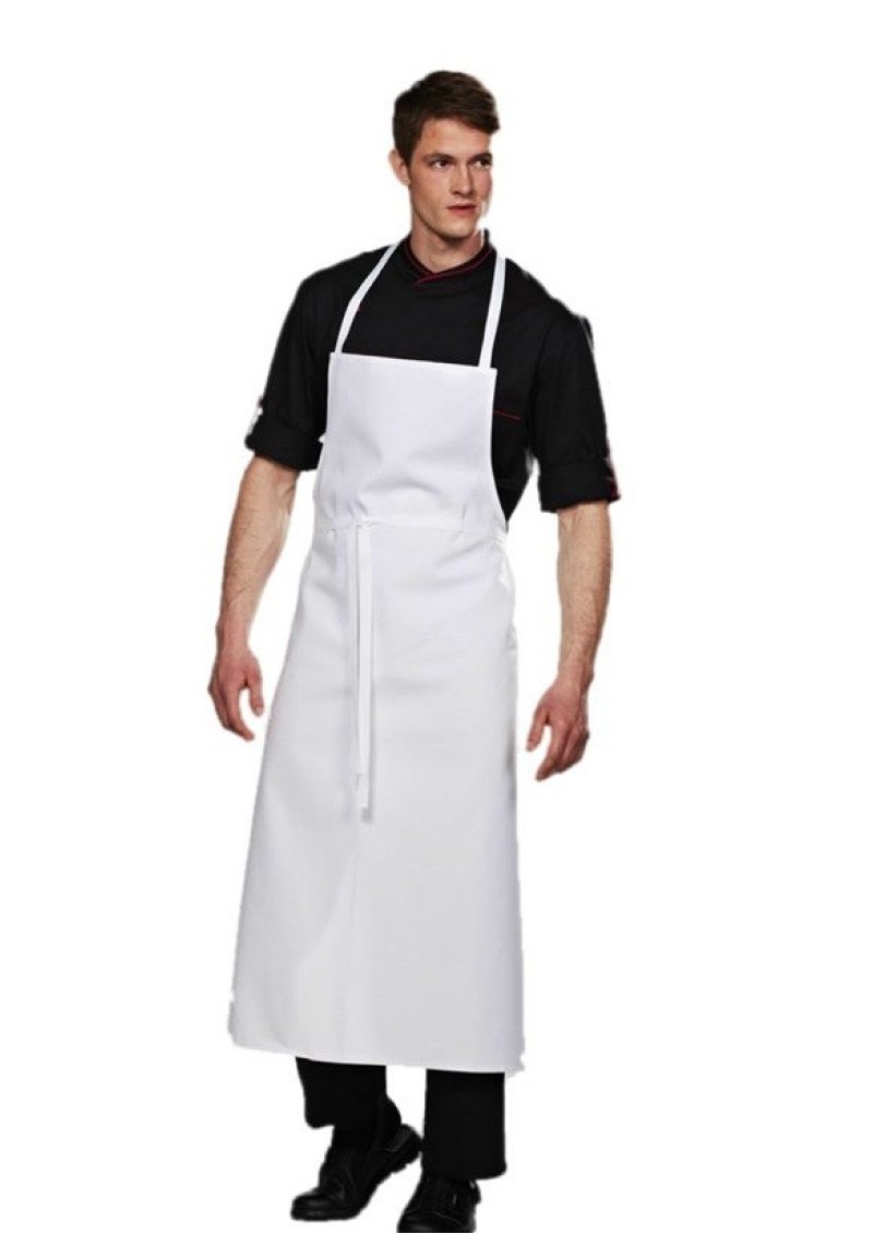 BIB APRON (NO POCKET) WHITE- LARGE