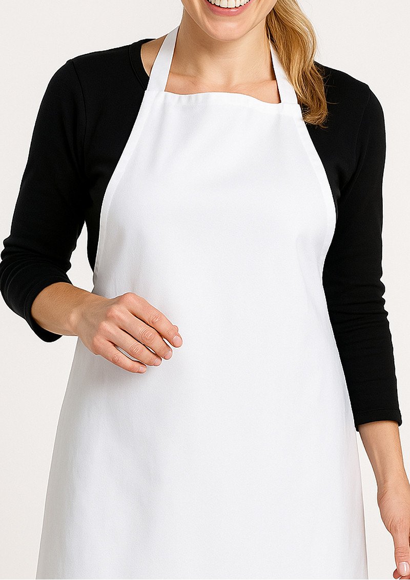 BIB APRON (NO POCKET) WHITE- LARGE