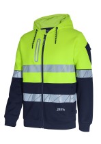 6DPFZ - JBs 450G Hi Vis Full Zip Hoodie with Fragmented Tape