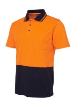 6NCCS - JBs Hi Vis Non Cuff S/Slv Cotton Back Polo