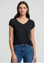 T403L - Ladies Viva V-Neck Cotton Stretch T-Shirts