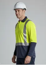 ZH234 - Hi Vis Spliced Long Sleeve Taped Polos