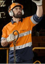 ZW129 - Hi Vis SYZMIK Mens Rugged 100% Cotton, Taped Spliced Shirt ZW129 - Hi Vis SYZMIK Mens Rugged 100% Cotton, Taped Spliced Shirt
