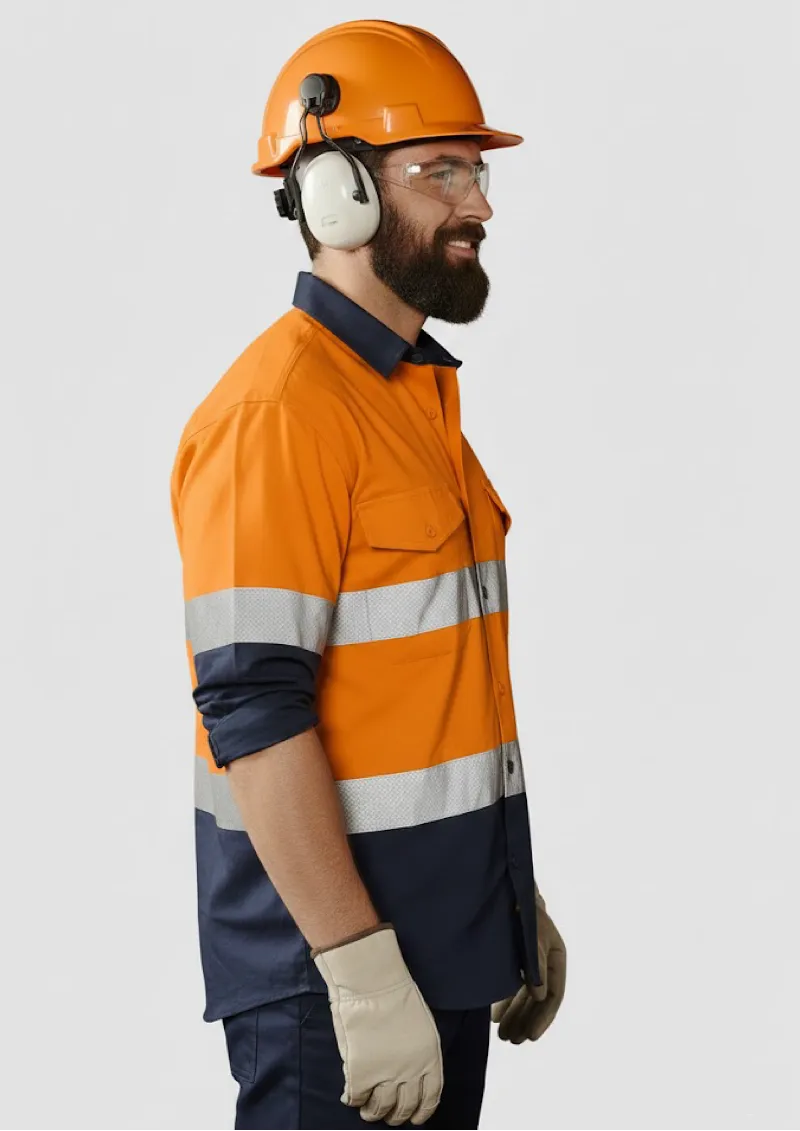 ZW129 - Hi Vis SYZMIK Mens Rugged 100% Cotton, Taped Spliced Shirt