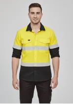 ZW129 - Hi Vis SYZMIK Mens Rugged 100% Cotton, Taped Spliced Shirt