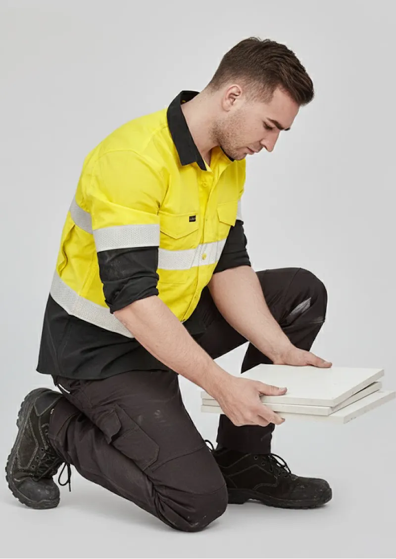 ZW129 - Hi Vis SYZMIK Mens Rugged 100% Cotton, Taped Spliced Shirt