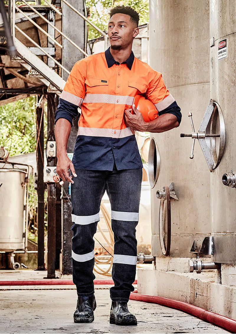 ZW229-Mens Rugged Cooling Hi Vis Segmented Tape L/S Shirt