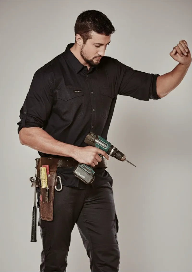 ZW400 - Mens 100% Cotton Rugged Cooling Long Sleeve Work Shirt