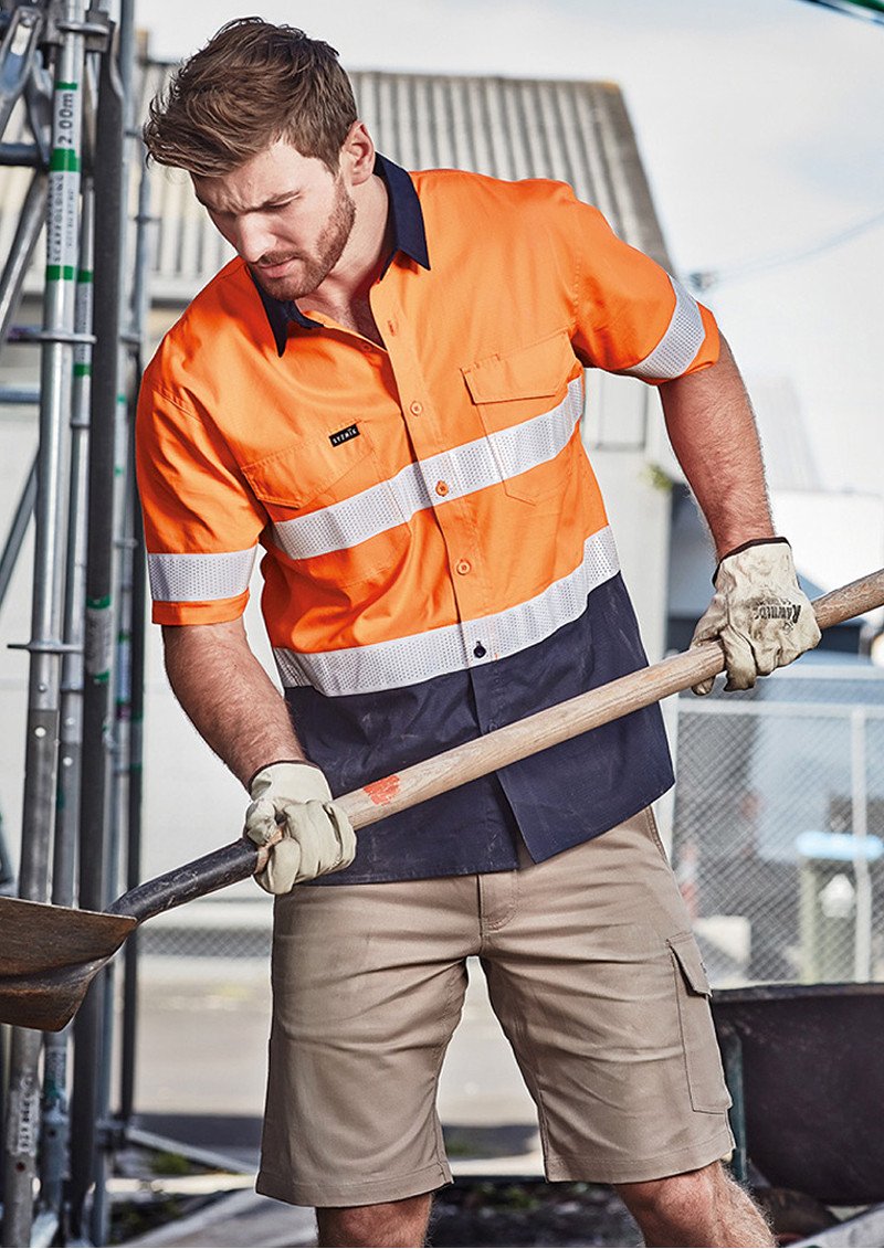 ZW835 - SYZMIK Mens Rugged Cooling Taped Hi Vis Short Sleeve Shirt
