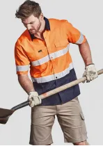 ZW835 - SYZMIK Mens Rugged Cooling Taped Hi Vis Short Sleeve Shirt