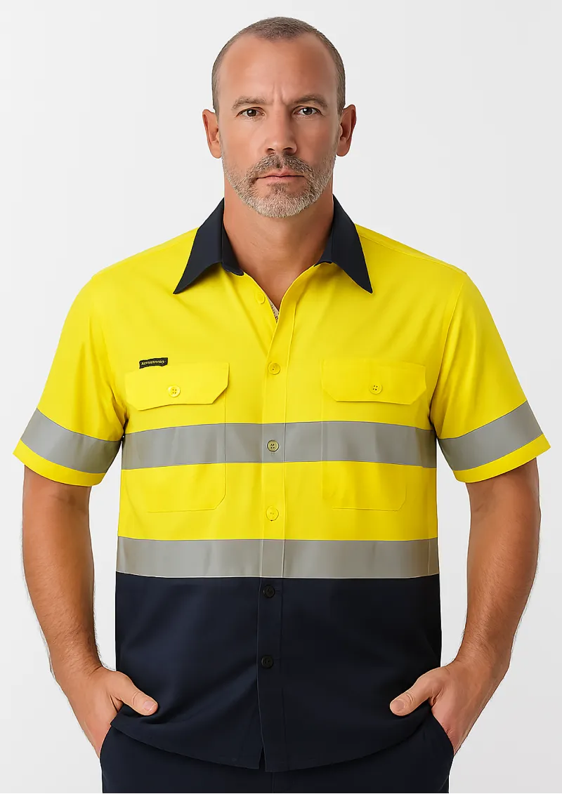 ZW835 - SYZMIK Mens Rugged Cooling Taped Hi Vis Short Sleeve Shirt