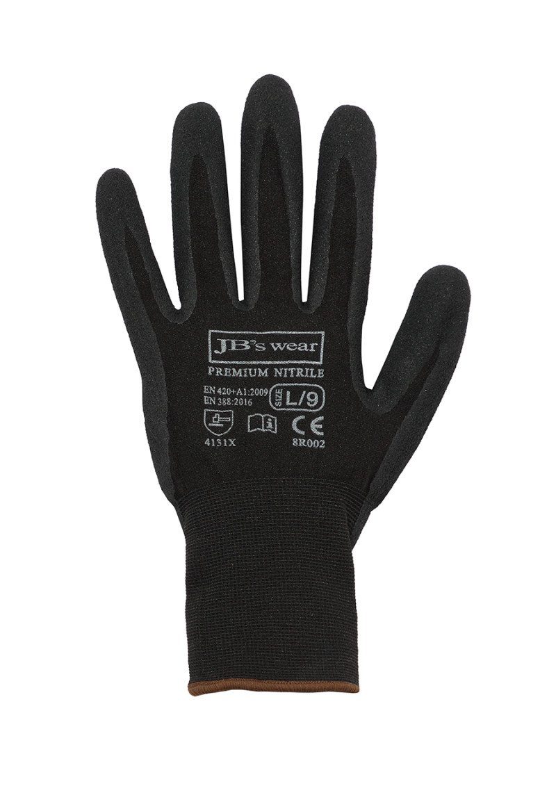 JB's PREMIUM BLACK NITRILE BREATHABLE GLOVE (12 PK)