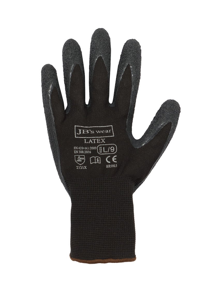 JB's BLACK LATEX GLOVE (12 PK)